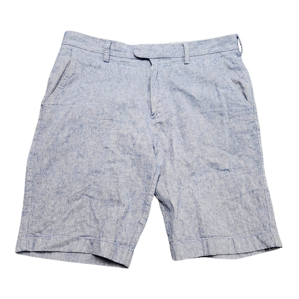 J.Crew Linen Cotton Shorts 32W Blue Chambray Preppy Summer Resort Beach Vacation